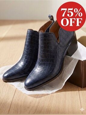 Franco Sarto Black Croc-Embossed Leather Mule Boot